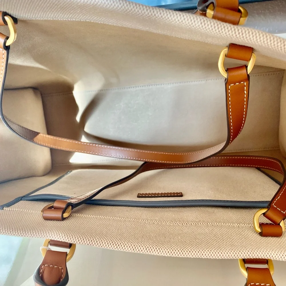 🆕🌈☘️Tory Burch Blake Canvas jumbo Tote/shoulder bag/large - Picture 4 of 7